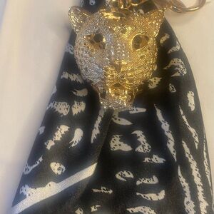 Gold Leopard Head Scarf Keychain/ bag chain- Women Accessories